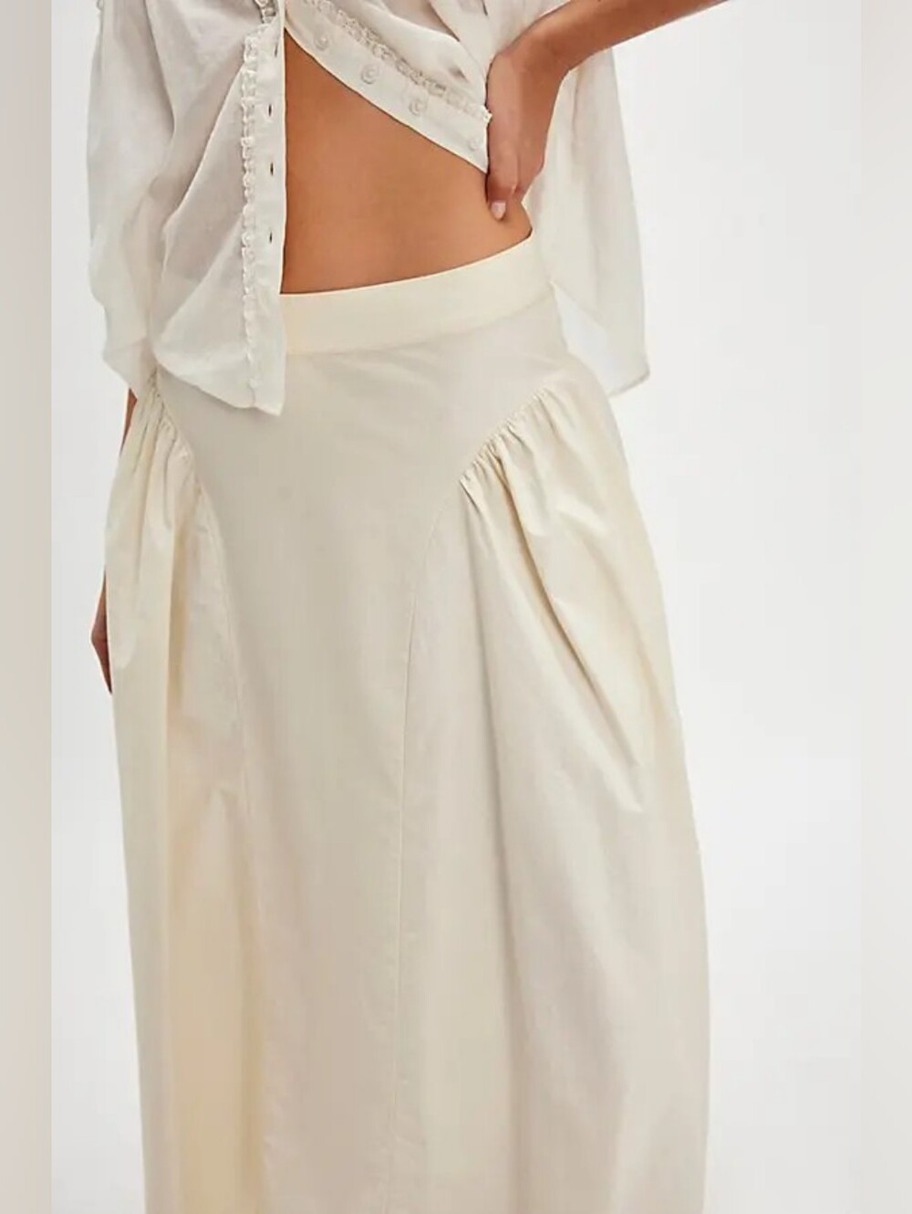 Free People Katia Midi A-Line Skirt in Cream, Size: US 6 - Picture 6 of 17